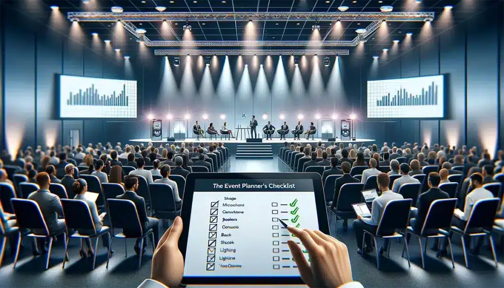Dall-E Conference presentation staging and lighting- event planner's checklist