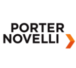 Porter Novelli logo with an orange arrow pointing right
