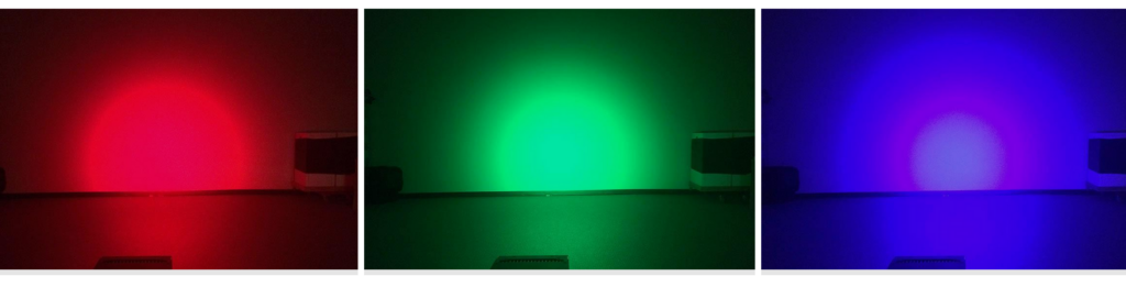 A Red, Green and Blue lighting scheme displayed