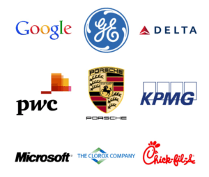 Google GE Delta pwc Porsche KPMG Microsoft The Clorox Company Chick fil A Logos