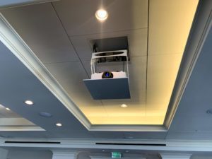 Ceiling projector installation by APAV