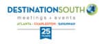 A blue and green logo for Destination South meetings & events