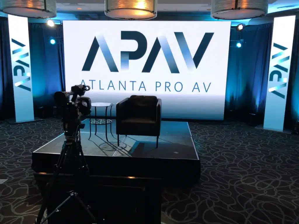 APAV stage setup with video camera focused on stage setup.