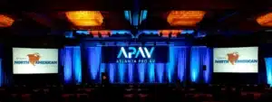 APAV logo on a screen at the North-American-Sales-Meeting