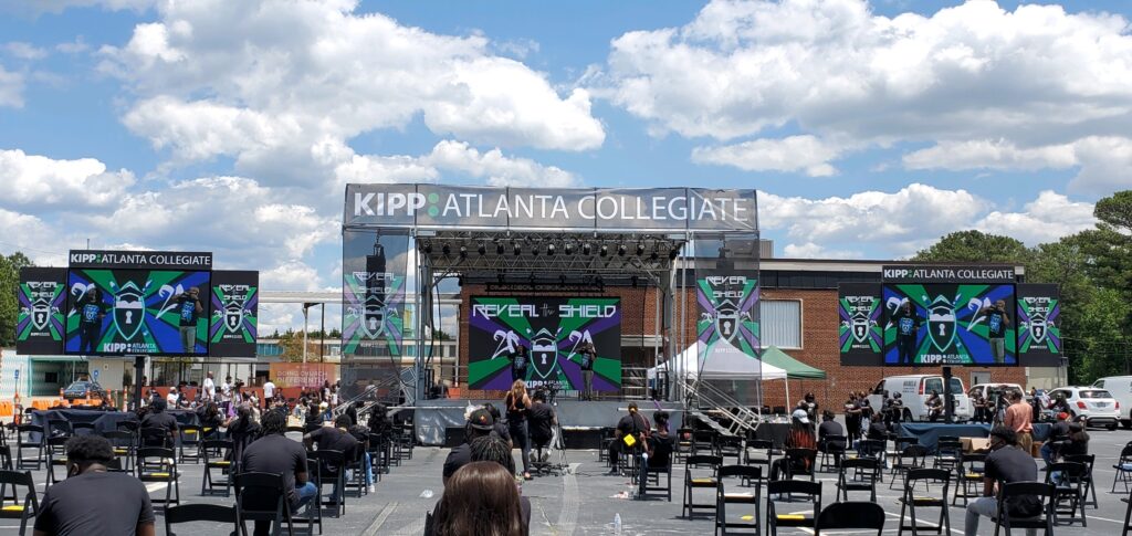 Outdoor graduation with led walls