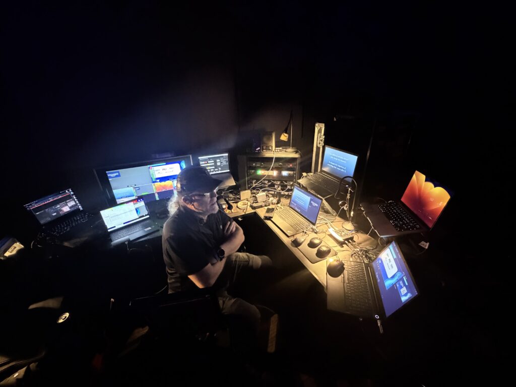 ee what goes into professional conference video production, from PowerPoint backups and confidence monitors to PerfectCue and backstage video switching.